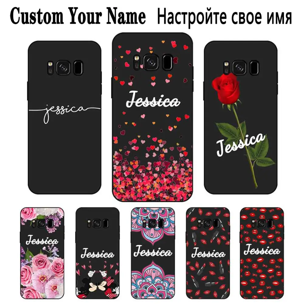 Красное сердце роза на заказ Ваше имя DIY черный мягкий силиконовый чехол ТПУ чехол для samsung Galaxy S5 S6 S7 S8 S9 S10 S10E Lite Edge Plus