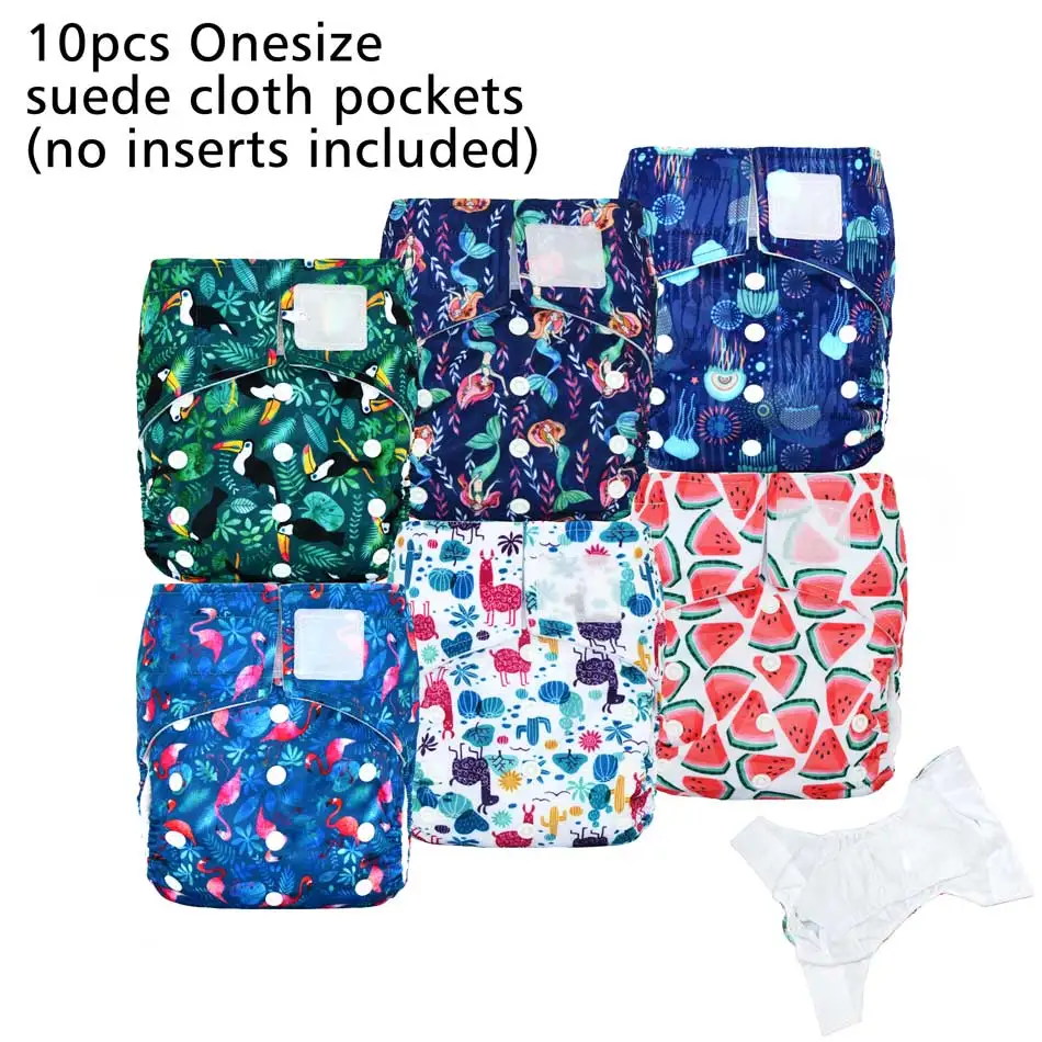(10pcs/lot)WizInfant Hook&Loop OS Pocket Cloth Diaper,Two pockets,Waterproof And Breathable,For 5-15 kg Baby