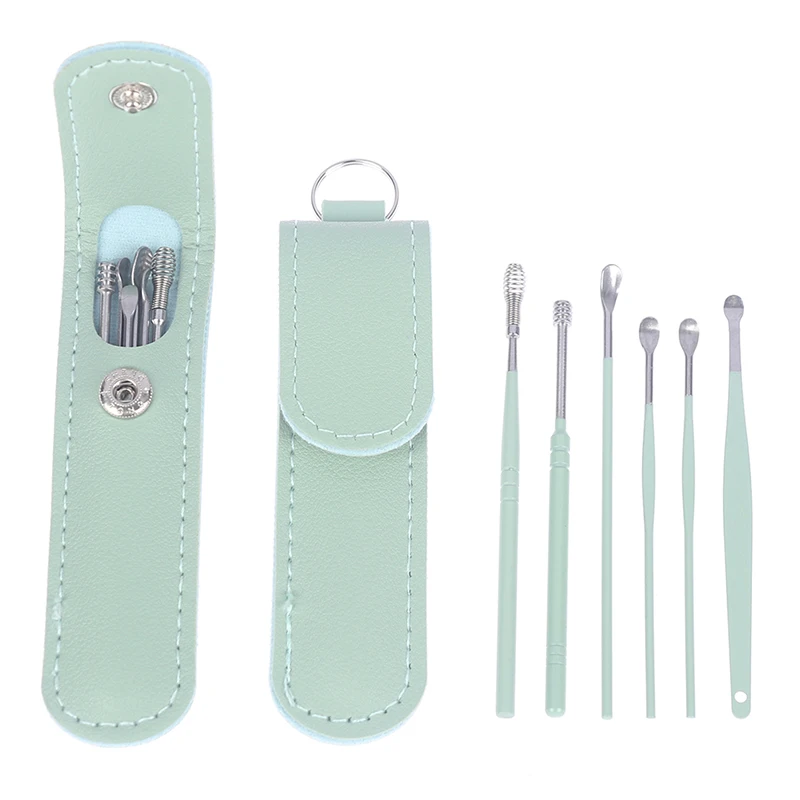 

6Pcs/Set Green Ear Cleaner Wax Removal Tool Earpick Sticks Earwax Remover Ear Care