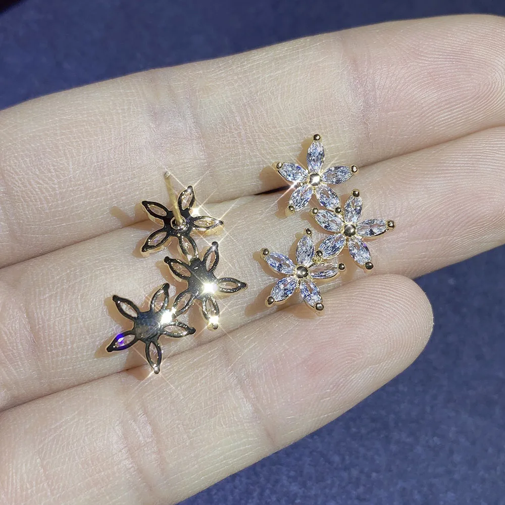 Женские серьги гвоздики серебряного цвета с кристаллами|cz stud earrings|crystal earringsstud