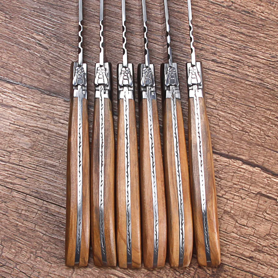 6 комплектов нож для стейка из нержавеющей стали с деревянной ручкой|Обеденные