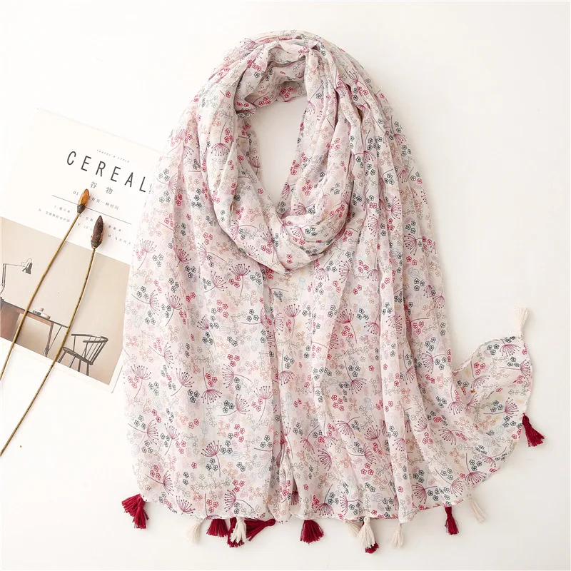 

2021 Women Scarf flower print Hijab soft Shawls and Wraps Tessale Female Foulard Sun Shawl pashmina Bandana Headscarf