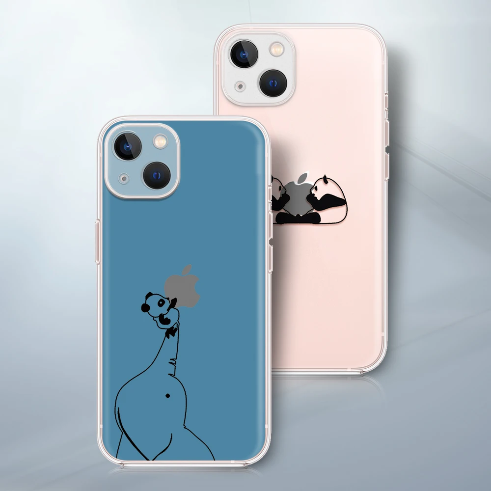 

Funny Panda Clear Phone Case For iPhone 13 12 11 Pro Max Mini 7 8 Plus Cute Cartoon Animal Soft TPU For iPhone X XR XS Max Cover