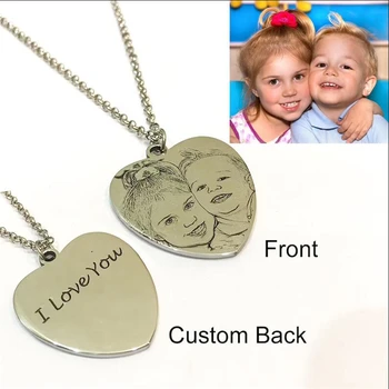 Custom Laser Engraved Name Photos For Lovers Family Friend Stainless Steel Heart Necklace Unique Personalized Jewelry 1
