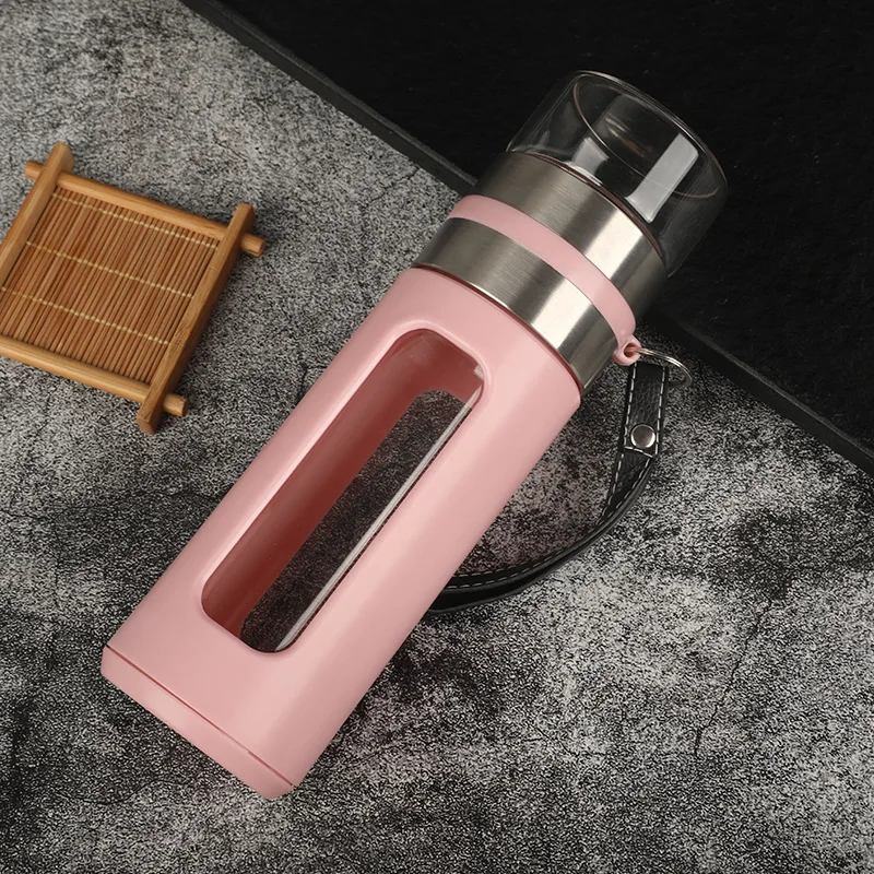 500 мл стеклянная чайная бутылка с двойными стенками и веревкой дизайнерская