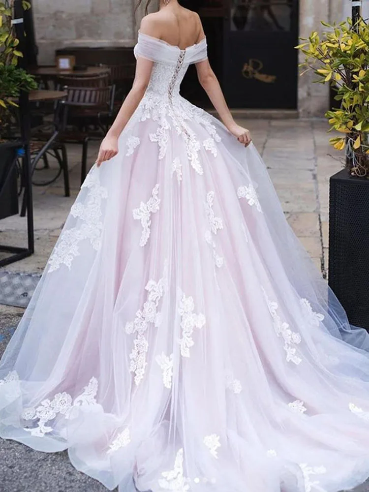 

Hi Shy Bride New Simple Wedding Dress Backless Sleeveless Design Chiffon Lace Bride Dresses Princess Dress Plus Size Tailor-made