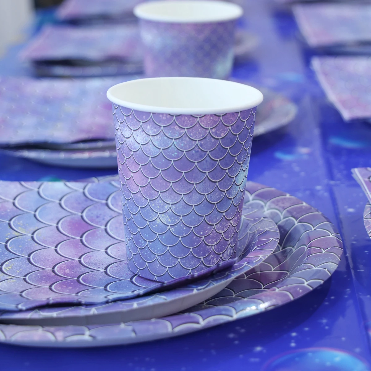 Одноразовая посуда русалка фиолетовая | Дом и сад