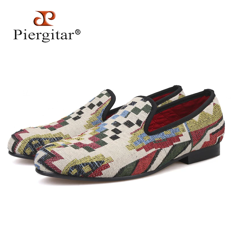 

Piergitar, новинка 2019, разноцветная трикотажная мужская обувь, удобная хлопковая стелька, мужские лоферы, мужские тапки для курения, размера плюс