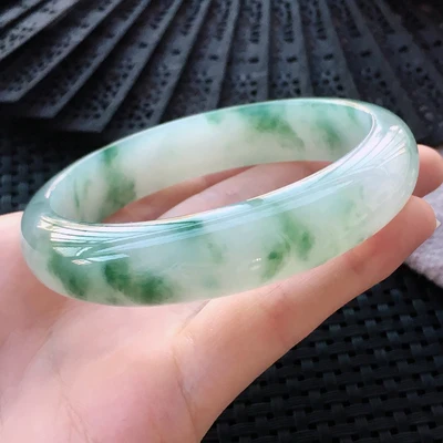 

zheru jewelry natural Myanmar jadeite 54-64mm light blue flower bracelet elegant princess jewelry best gift