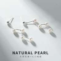 s925 sterling silver inlay natural fresh water pearl temperament all matching korean style ladies silver stud earrings eardrops