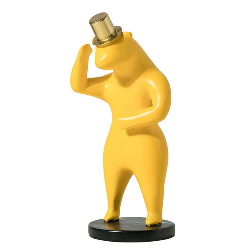 Статуэтка джентльмена медведя из смолы миниатюрная модель для украшения дома