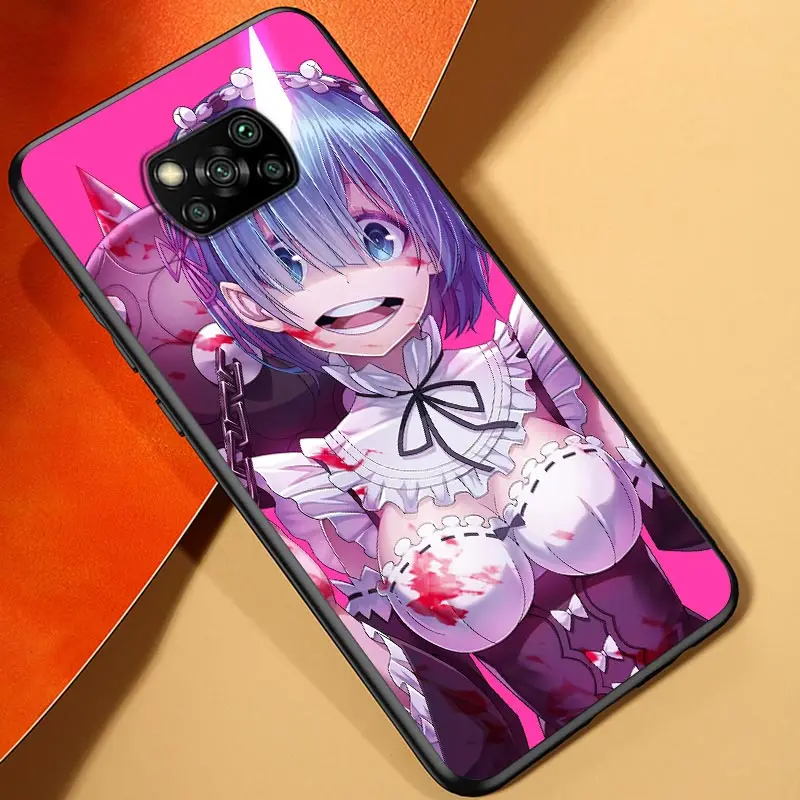 anime cute rem for xiaomi poco m3 m2 c3 x3 nfc f2 f3 pro x2 f1 pro mi play mix 3 a3 a2 a1 6 5 lite phone case free global shipping