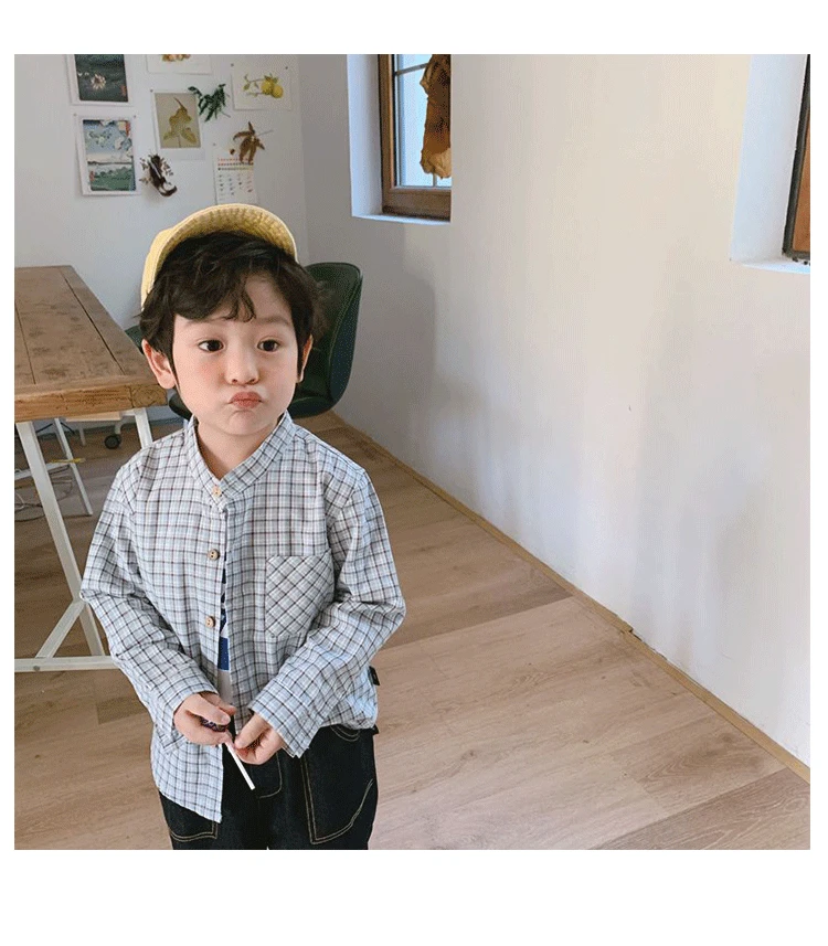 WLG/рубашки для мальчиков и девочек Детская модная рубашка в клетку желтого синего