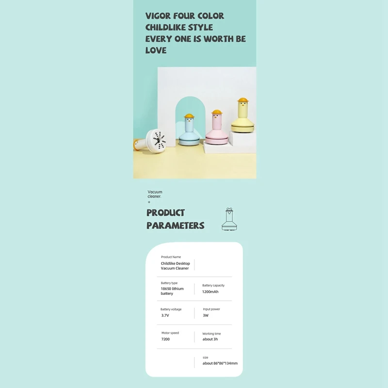 

Childlike Desktop Vacuum Cleaner Household USB Charging Handheld Car Portable Mini Cleaner