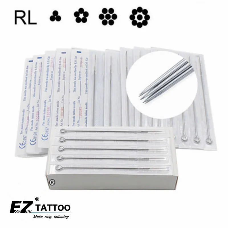 50 Pieces/Box Disposable Sterile Round Liner Tattoo Needles for Standard Tattoo Machine & Grips 1/3/5/7/9/11/13/15RL
