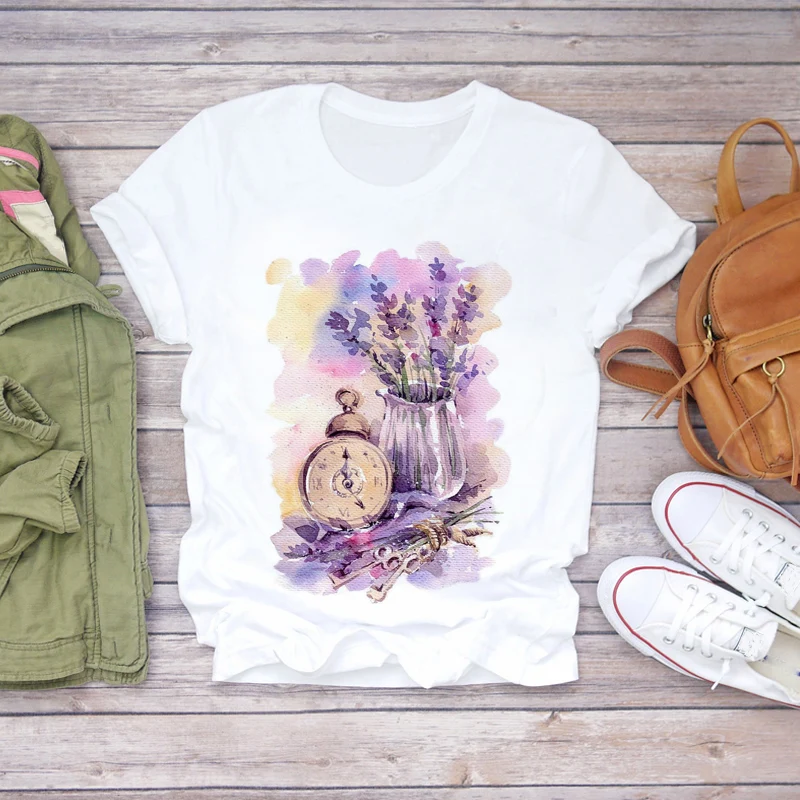 

2020 Summer Fashion Paris Girl Print T-shirt 2020 Leisure Forest Nature aesthetic Short-sleeved Harajuku T-shirt women shirts