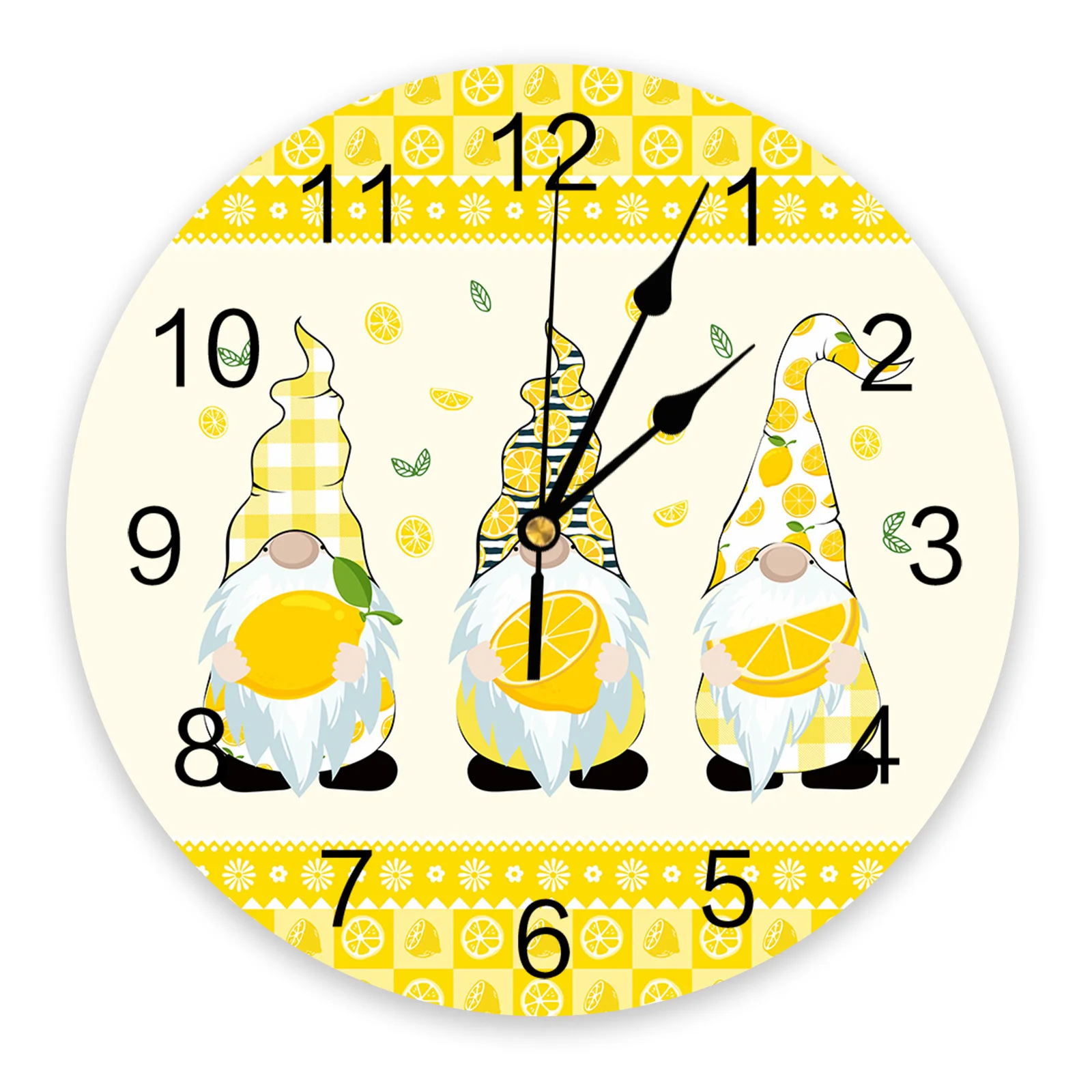 

Summer Lemon Gnome Wall Clock Bedroom Silent Wall Digital Clock Living Room Decor Wall Clock Modern Design