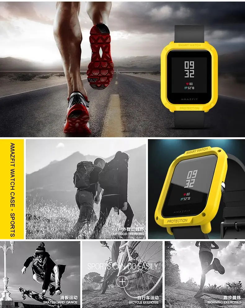 Многоцветный PC покрытие протектор для часов для Huami Amazfit Bip Молодежные часы чехол смарт-спорт крышка Замена аксессуары