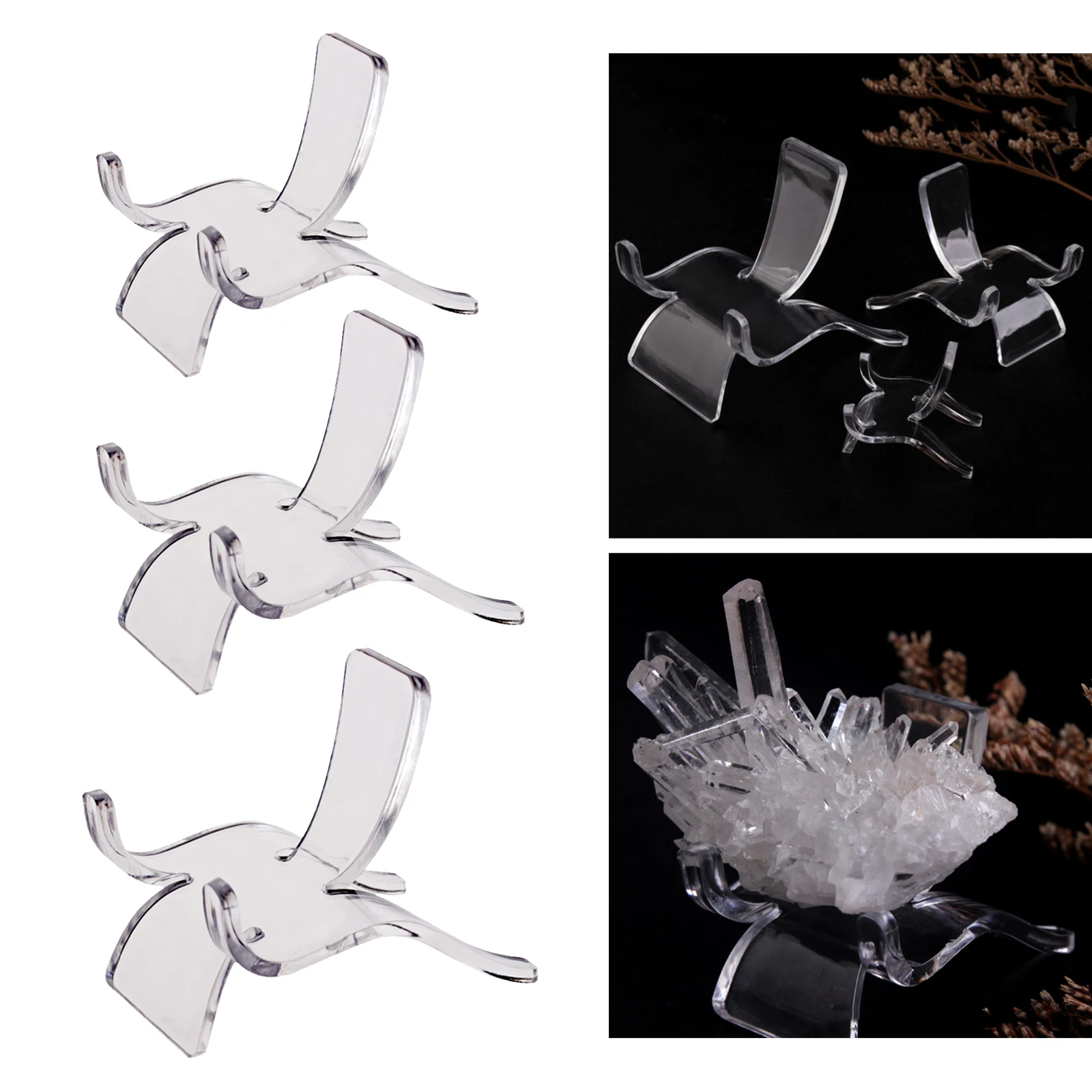 

10PC Clear Acrylic Display Stand Base for Minerals Rocks Agate Collectibles