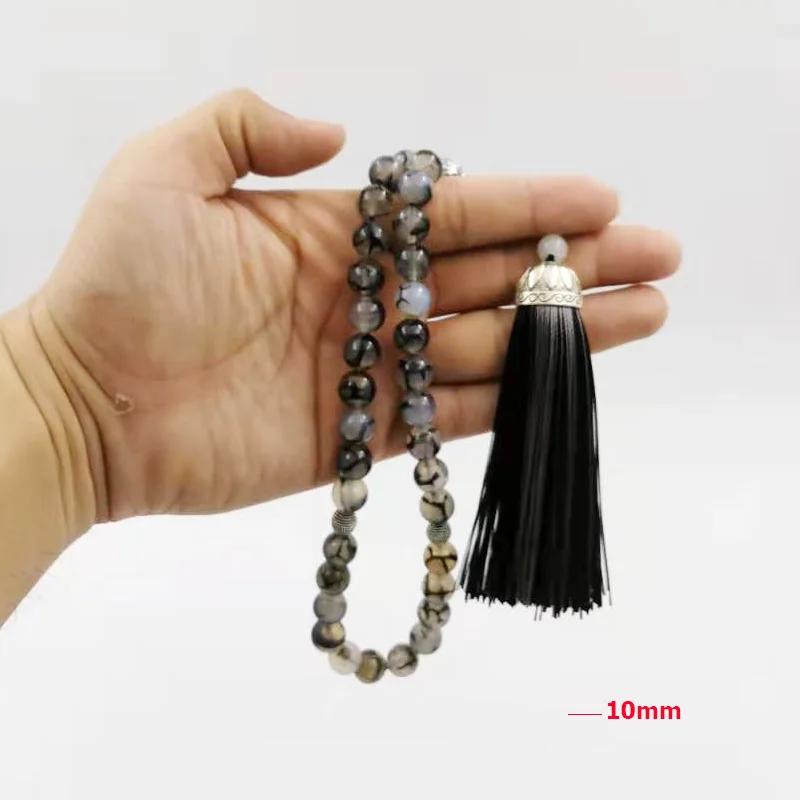 Новые Натуральные Агаты Tasbih мусульманский подарок Ислам Четки misbaha 33 66 99 бусы с