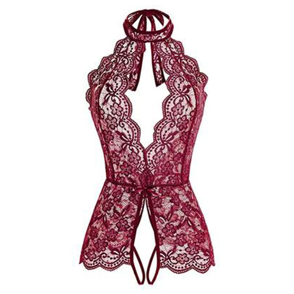 

2021 NEW Sexy Women Nightgown Crotchless Bodysuit Lace Lingerie Dress Sleepwear Underwear Mesh Sleepwear