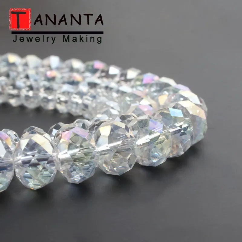 Оптовая продажа граненые прозрачные стеклянные бусины AB круглые разделители 4 6 8