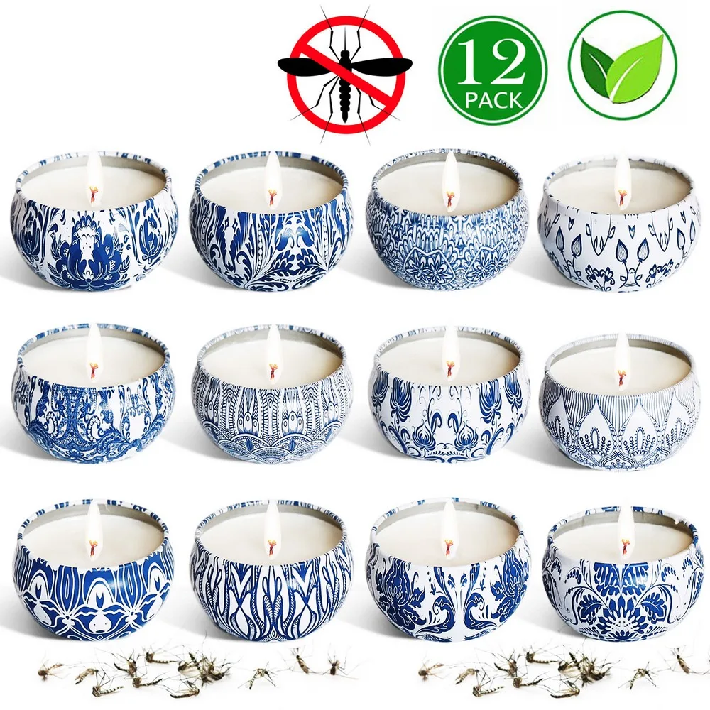 

12 Pcs Anti-Mosquitoes Citronella Candle Outdoor Indoor Soy Wax Citronella Candles Mosquitoes for Garden Patio Picnic Camping