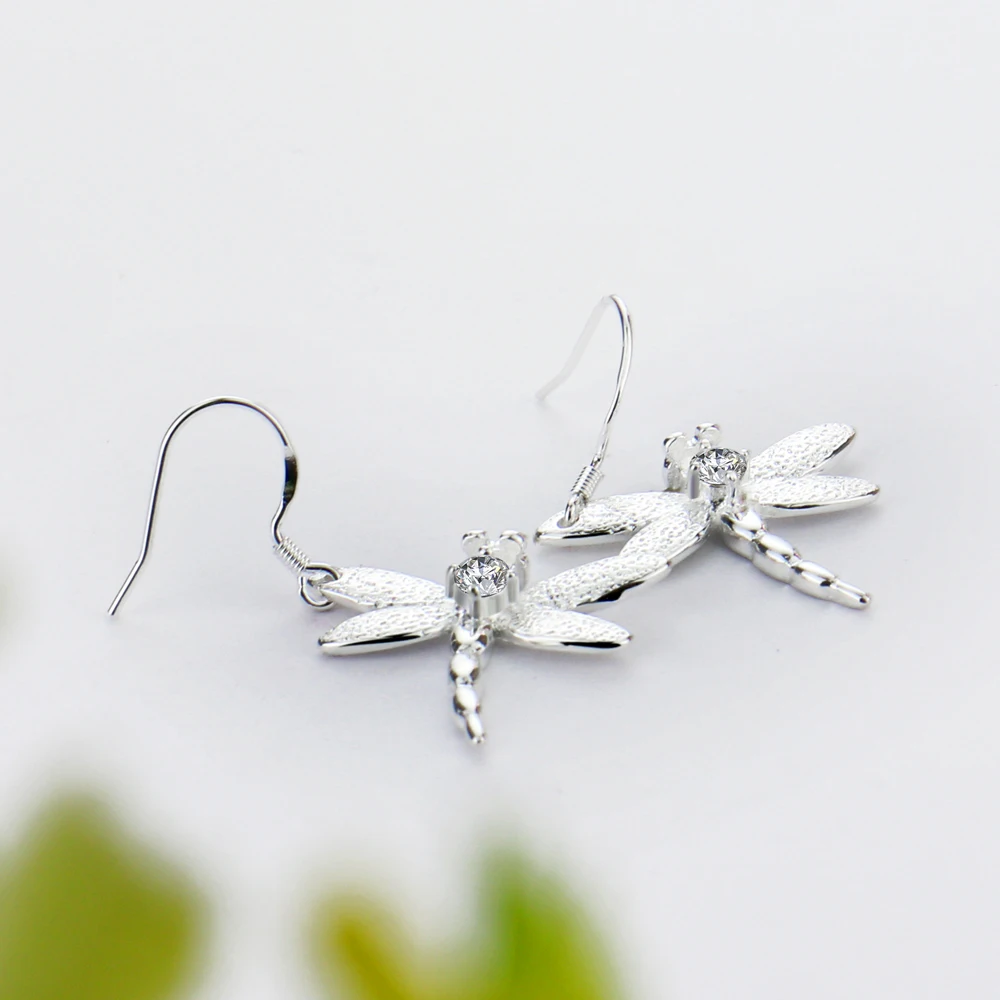 Женские серьги подвески в виде стрекозы серебро 925 пробы|Серьги-подвески| |