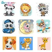 gatyztory frame cute animals diy numbers painting modern wall art picture kids paint with numbers unique gift for home decor art