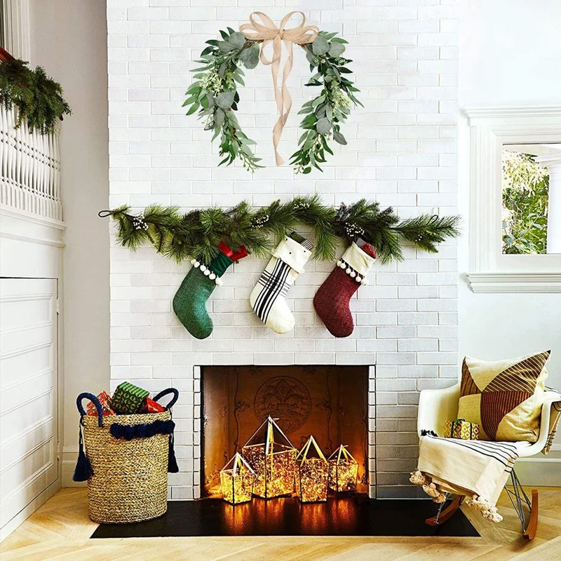 

Artificial Eucalyptus Wreath for Front Door Home Farmhouse Hanging Wedding Wall Window Party Decoration
