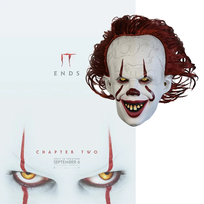 Stephen King's It Chapter 2 Pennywise Джокер маска Аксессуары для Хэллоуина клоун для косплея латексные маски для всего лица