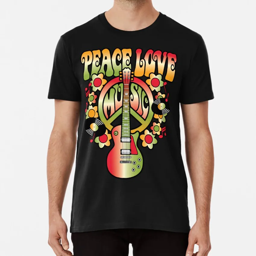Футболка с надписью Peace Love Music поп музыка символ мира знак праздничный фестиваль