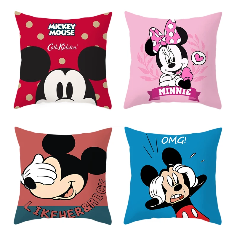 

18Inch Disney Mickey Mouse Pillow Cover Fashion Home Textile Decor Pillowcase 45cm Square Living Room Trend Sofa Pillowcase Case