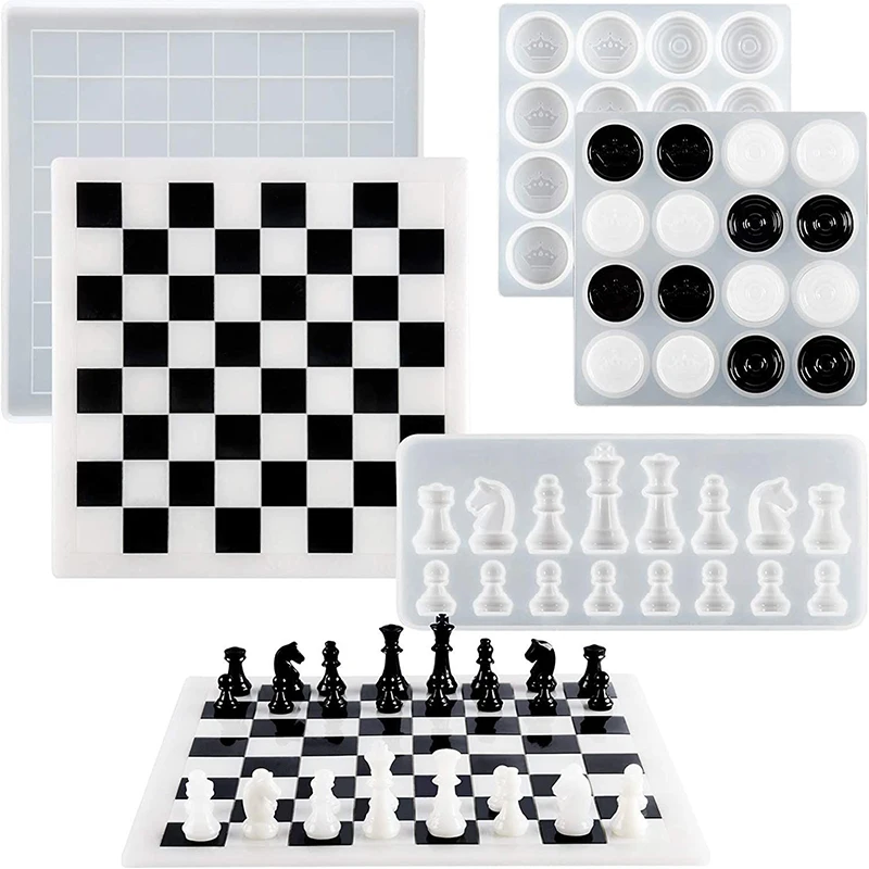 

Chess Kit UV Crystal Epoxy Silicone Mold Resin International Chess Checkerboard