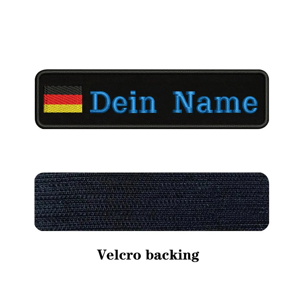 blue-Velcro На заказ Вышивка Флаг Германии имя или заплатка с текстом 10 см* 2,5 см значок Утюг на или липучке Подложка для одежды брюки рюкзак шляпа - Цвет: blue-Velcro