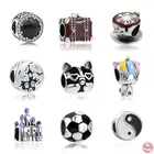 Новые европейские шармы-бусины в виде кофейного замка с изображением собаки и единорога для браслета Pandora из серебра 925 пробы, женские Украшения сделай сам