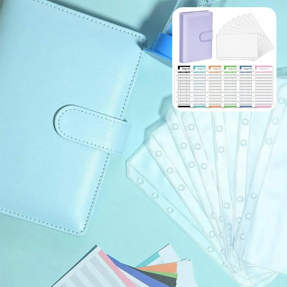 

6 Colors 1 Set Colorful 6-Ring Portable Smooth Zipper Scrapbook Money Organizer Compact Money Organizer Soft for Student