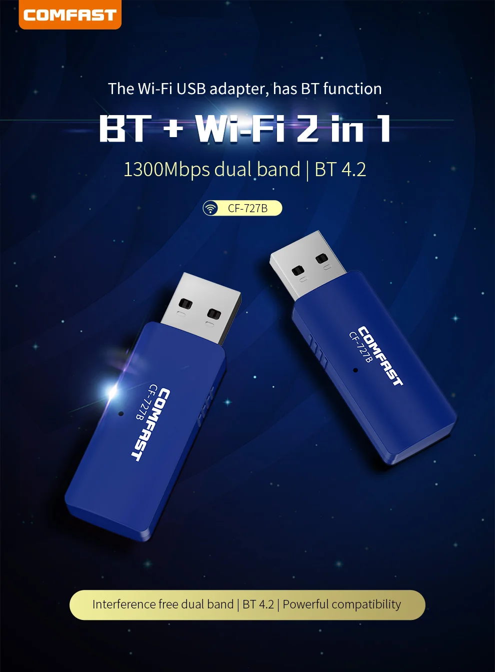 Беспроводной Wi Fi адаптер Comfast 1300 Мбит/с Bluetooth 4 2 USB 802.11ac/b/g/n сетевая карта 4G и 5 8G