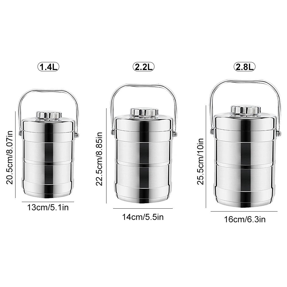 

Stainless Steel Large Capacity Insulated Thermos Lunch Box Portable Double-Layer Vacuum Insulated Bento Food Storage Container