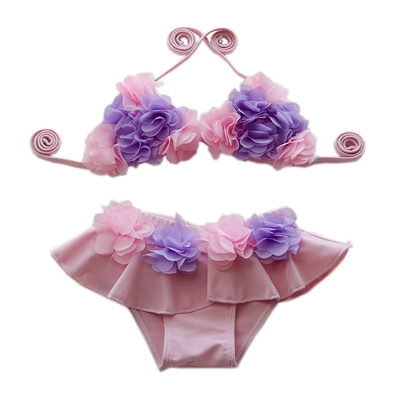 Купальник бикини для девочек 1 5 лет розовый/синий/желтый/розовый|Купальники| |