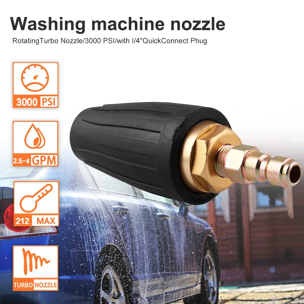 

Washer Turbo Head Nozzle Rotating Turbo Nozzle Quick Connect High Pressure Washer Cleaner Accessory 360 Degree Dirt Blaster