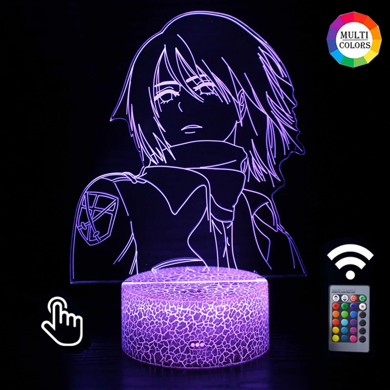 Светодиодный ночсветильник из аниме атака на Титанов лампа Mikasa Ackerman для декора