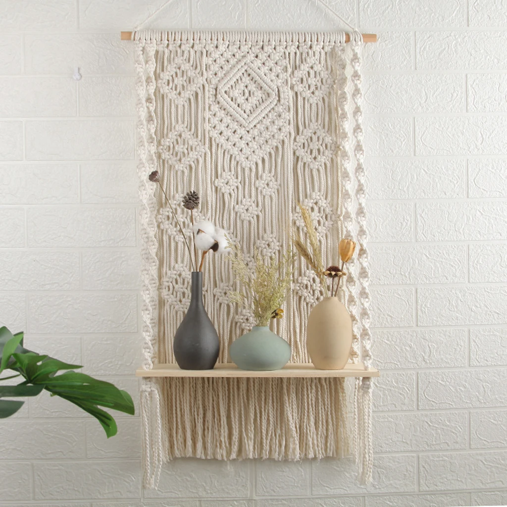 

Бохо настенная полка гобелен из макраме книги журналы er домашний декор