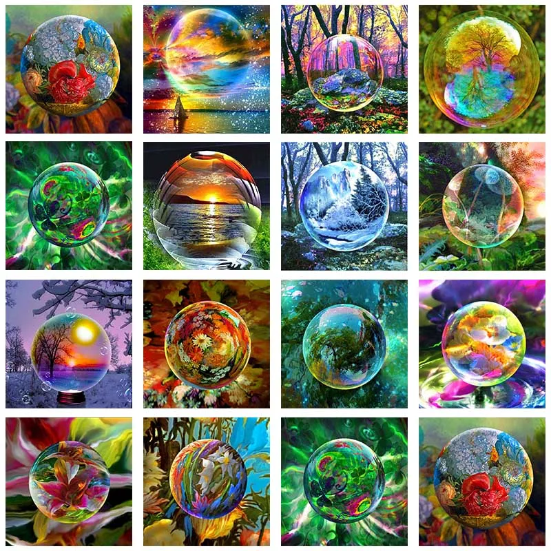 

5D DIY Bubble Landscape Diamond Painting Cross Stitch Mosaic Scenery Embroidery Needlework Handmade Craft Home Room Decor