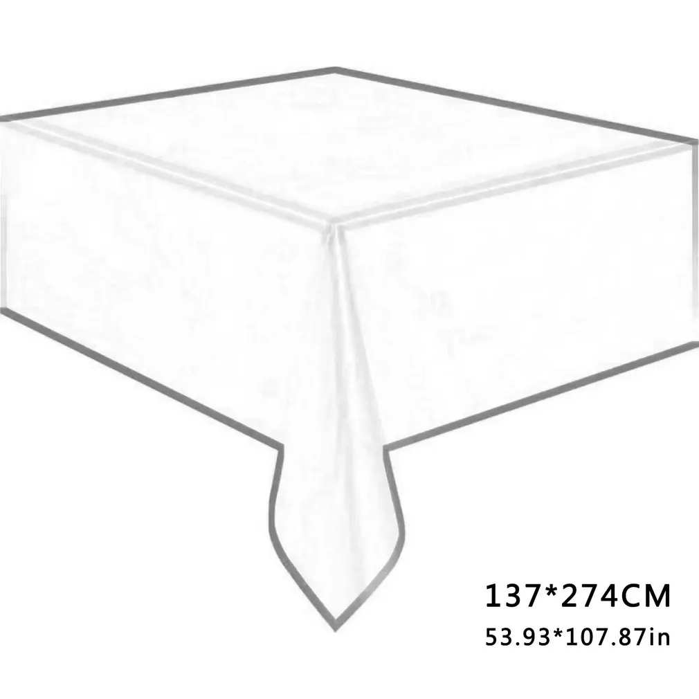 

Disposable Party Tablecloth Pe Plastic Cloth Birthday Dessert Table Solid Color Tablecloth 137x274Cm