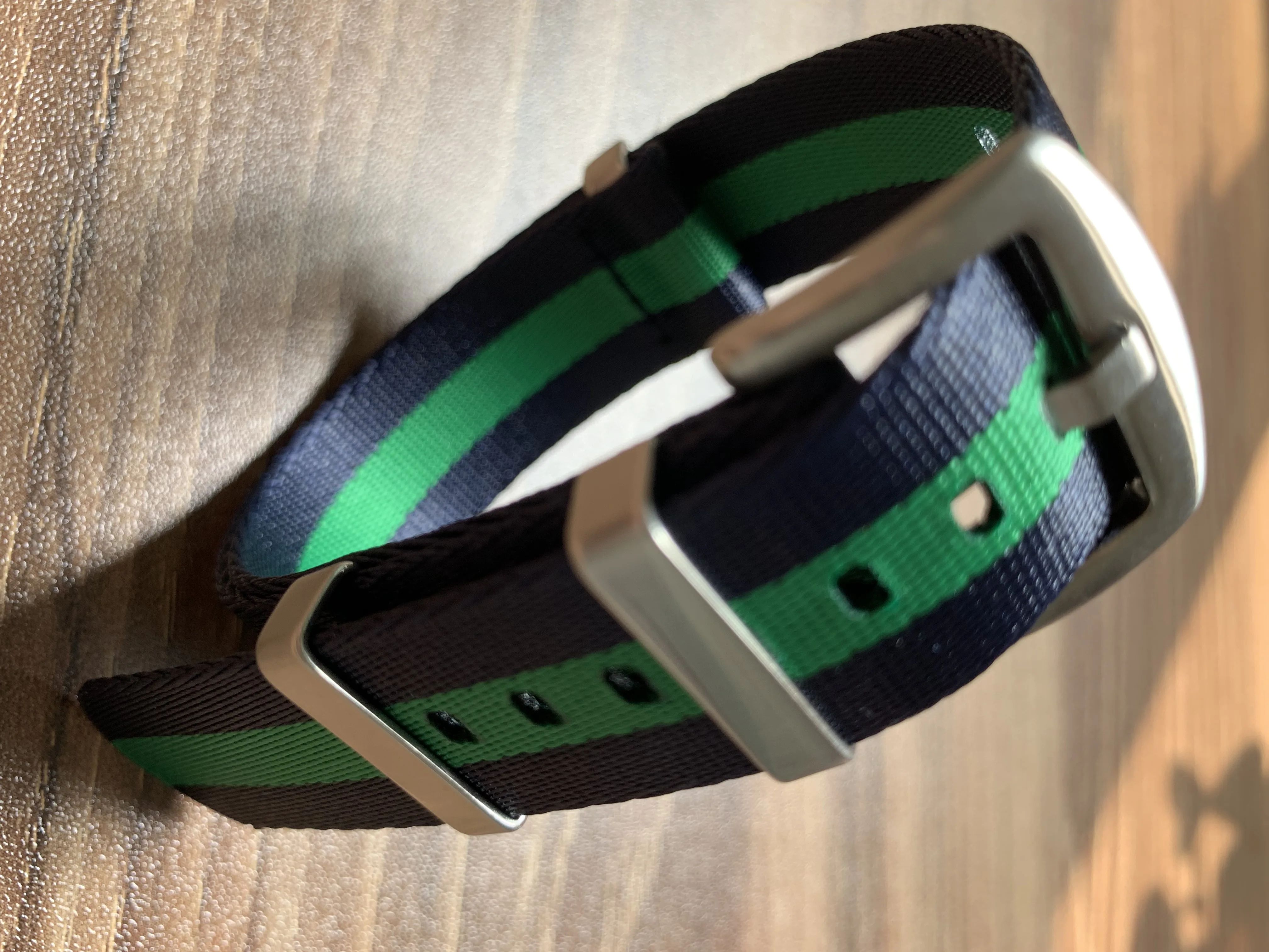 Ремешок нейлоновый для наручных часов прочный спортивный браслет сине зеленый