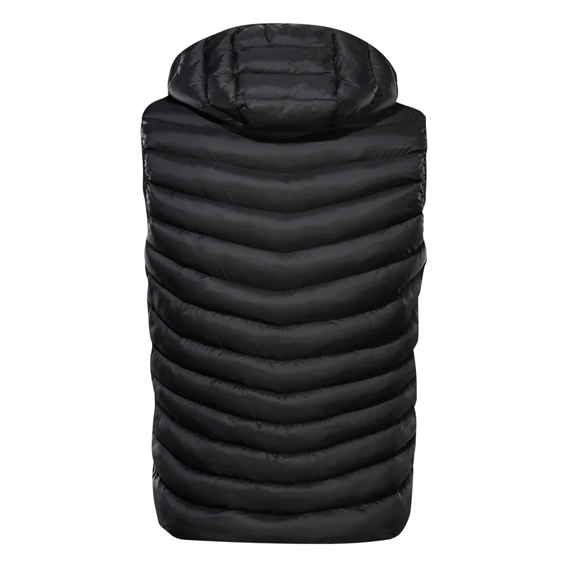 

Dropshipping Autumn Winter Vest Men Fashion Patchwork Color Hooded Collar Windbreaker Keep Warm Waistcoat Men Parka Vest For Men