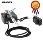 KKmoon, 100-240 В, Профессиональный Аэрограф Двойного действия с гравитационной подачей, набор с воздушным компрессором для художественной покраски, Аэрограф, набор инструментов