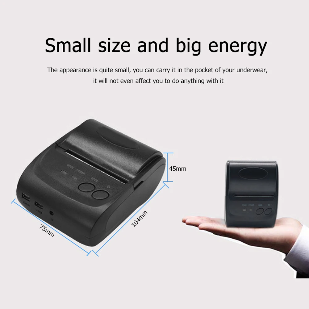 

58mm Mini Bluetooth Thermal Printer Portable USB Wireless Notes Tickets Receipt Phone Line Printers for Android iOS