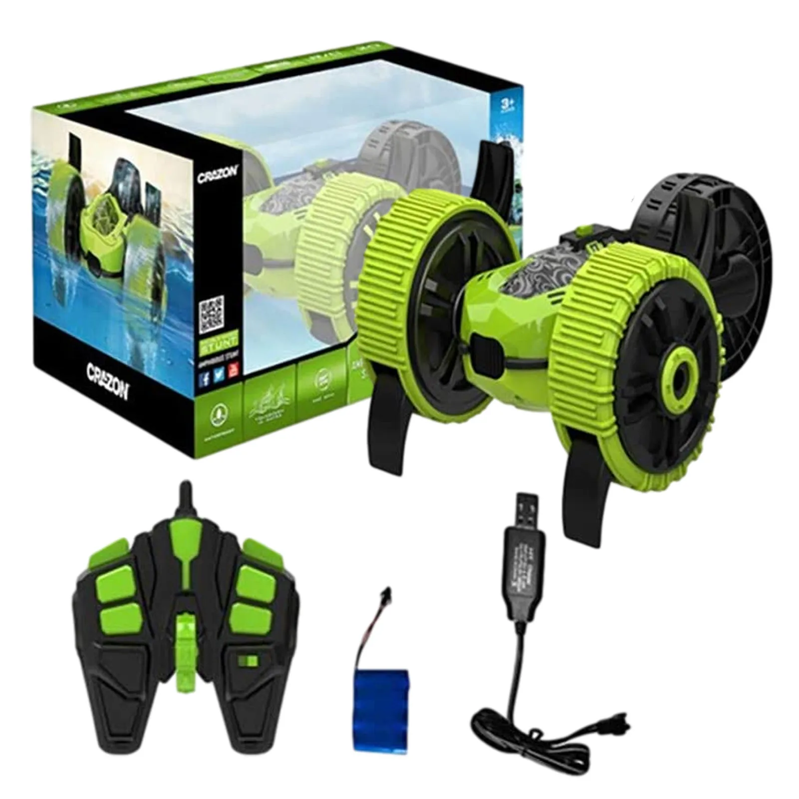 

RC Stunt Car Water Land 3-wheel Off-road Vehicle Model Toy Remote Control Off-road Vehicle RC Stunt Car